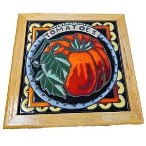 Vintage Triton Hand Painted Art‎ Tile Tomatoes Vibrant & Beautiful